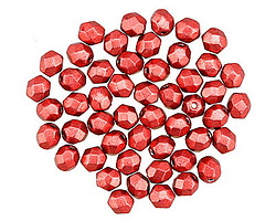 Czech Glass ColorTrends: Saturated Metallic Cherry Tomato Fire Polished Round 4mm