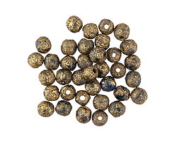 Czech Glass Etched Sapphire w/ Bronze Luster Round Druk 4mm