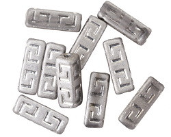 Czech Glass Matte Silver Celtic Block Large Hole 15x5mm