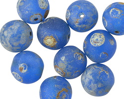 Czech Glass Matte Capri Blue Picasso Round Druk 12mm