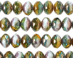 Czech Glass Bronzed Sunny Coast Fire Polished Rondelle 6x9mm