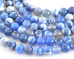Blue & White Agate Round 8mm