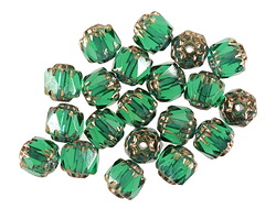 Czech Glass Bronzed Emerald Lantern 6mm