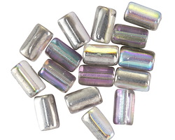 Czech Glass Crystal AB w/ Silver Tube 9x5mm