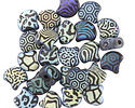 Czech Glass Laser Etched Mixed Designs on Matte Jet AB 2-Hole Ginkgo Leaf 7.5mm