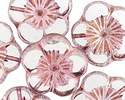 Czech Glass Bronzed Crystal w/ Mulberry Hibiscus Coin 21mm