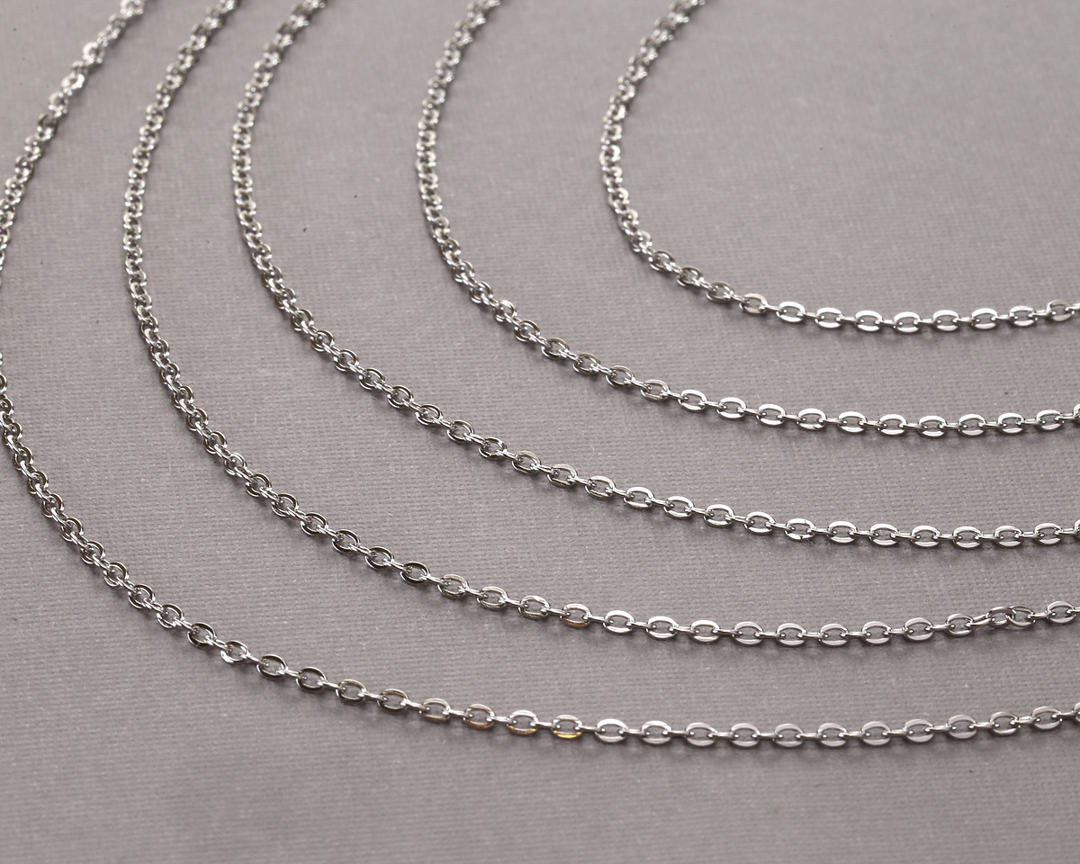 Stainless Steel Delicate Cable Chain, 2.25x1.75mm links, 25ft Spool