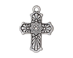 TierraCast Antique Silver (plated) Talavera Cross 22x30mm