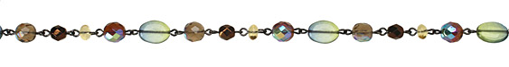 Czech Glass Wild Wheat Gunmetal (plated) Bead Chain