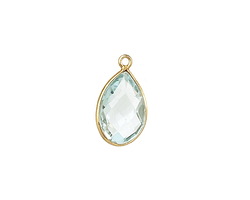 Aquamarine (syn.) Faceted Teardrop Pendant in Gold Vermeil 10-11x18-20mm