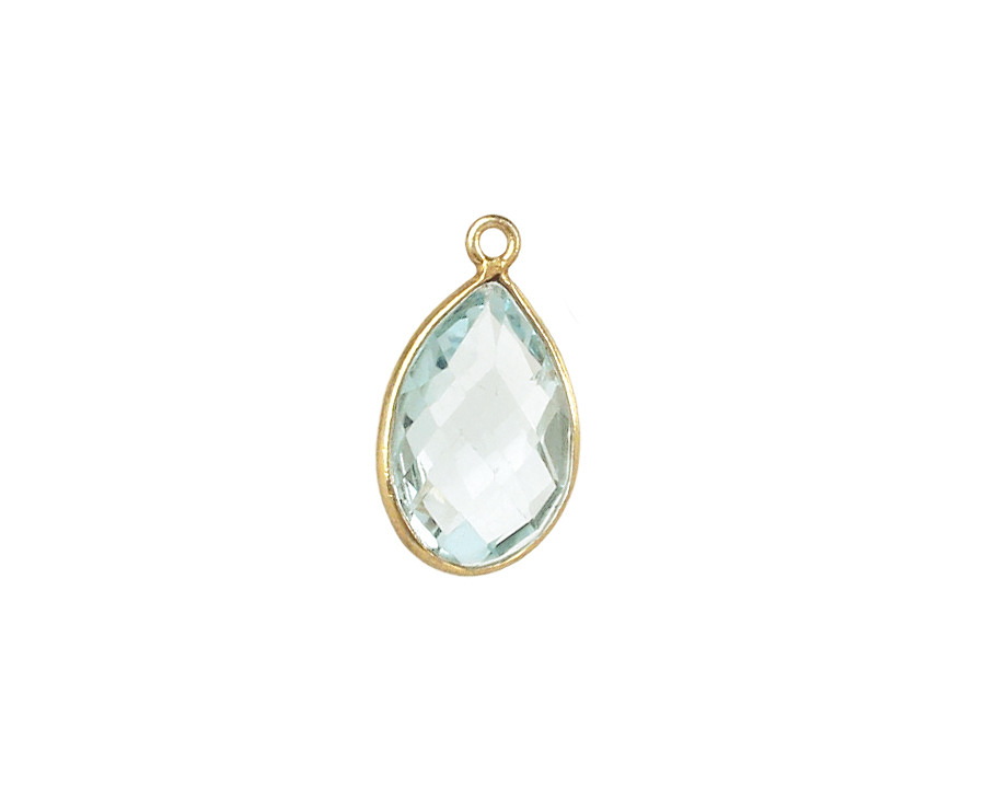 Aquamarine (syn.) Faceted Teardrop Pendant in Gold Vermeil 10-11x18-20mm
