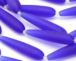 Royal Blue Beach-Style Glass Teardrop 37x8mm