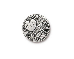 TierraCast Antique Pewter (plated) Amor Round Button 16mm