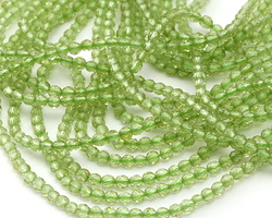Peridot Diamond Cut Faceted Round 2mm Beads