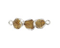 Citrine 3-Stone Natural Cut Focal Link w/ Silver Finish 32-34x8-9mm