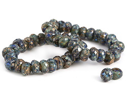 Czech Glass Textured Earth w/ Gold Flecks Large Hole Fire Polished Rondelle 6x9mm