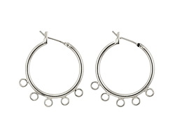 Silver (plated) Hoop Earring w/ 5 Loops 28mm