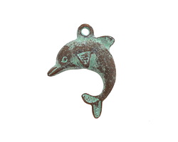 Mykonos Copper (plated) Patina Leaping Dolphin Pendant 24x30mm