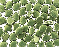 Matubo Czech Glass ColorTrends: Sueded Gold Fern 2-Hole Ginkgo Leaf 7.5mm