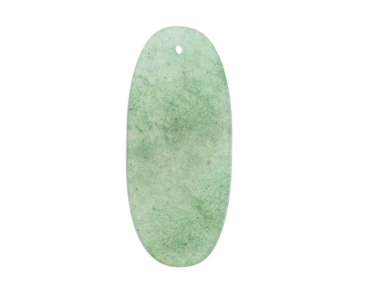 Green Aventurine Thin Sliced Oval Pendant 23-24x53mm