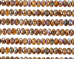 Czech Glass Amber Picasso AB Fire Polished Rondelle 2.5x4mm