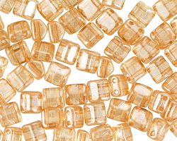 CzechMates Glass Transparent Champagne Luster 2-Hole Roof Bead 6mm