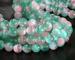 Sea Green & Light Pink Dual-Tone Selenite Round 8mm