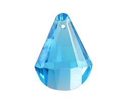 Czech Antique Crystal Aquamarine Faceted Fan Cut Drop Focal 20x27mm