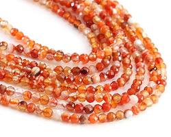 Carnelian (natural, dark) Faceted Round 3mm