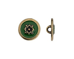TierraCast Antique Brass (plated) Green Blossom Button 14mm