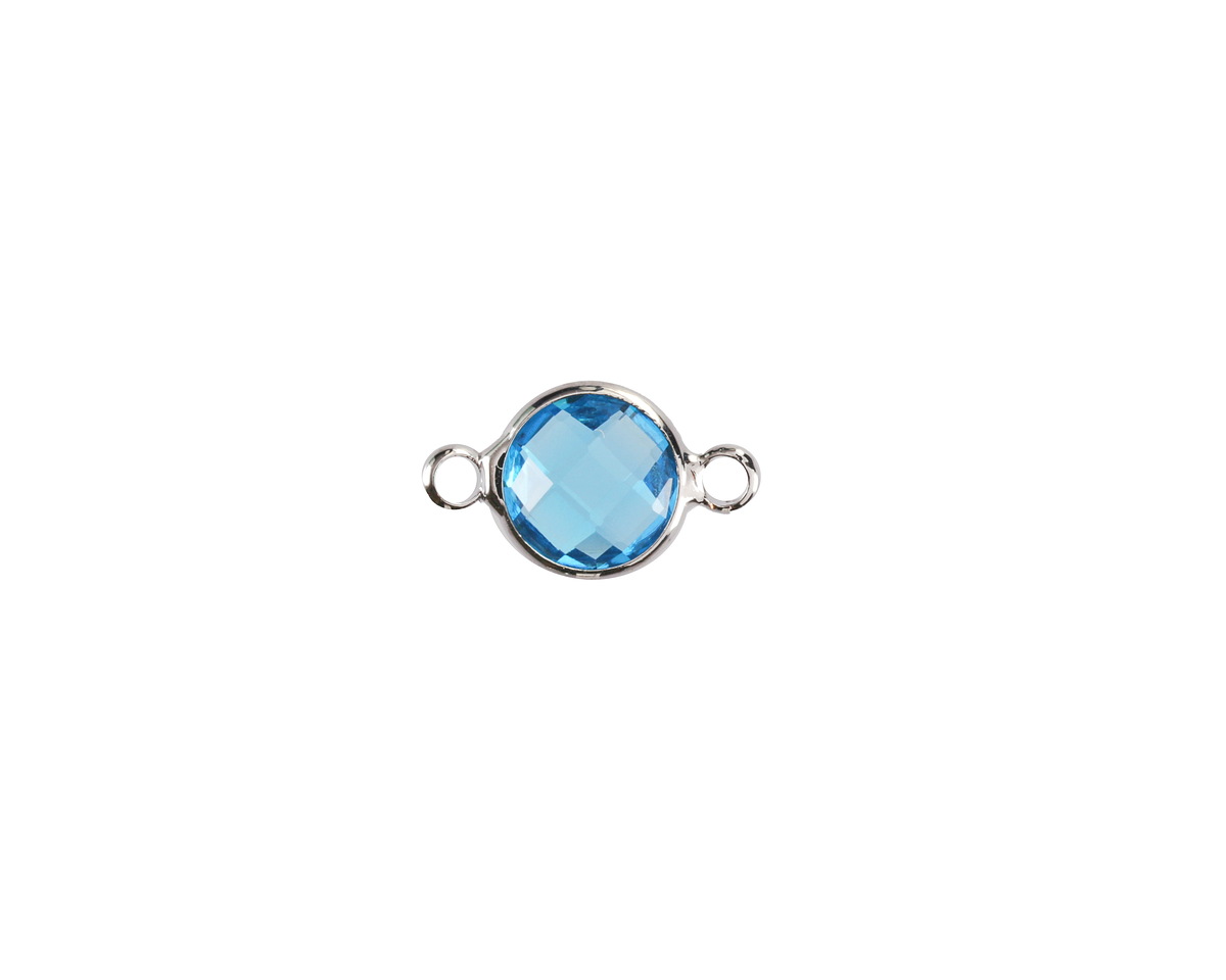 Capri Crystal Round Link in Silver Finish Bezel 14.5x8.5mm