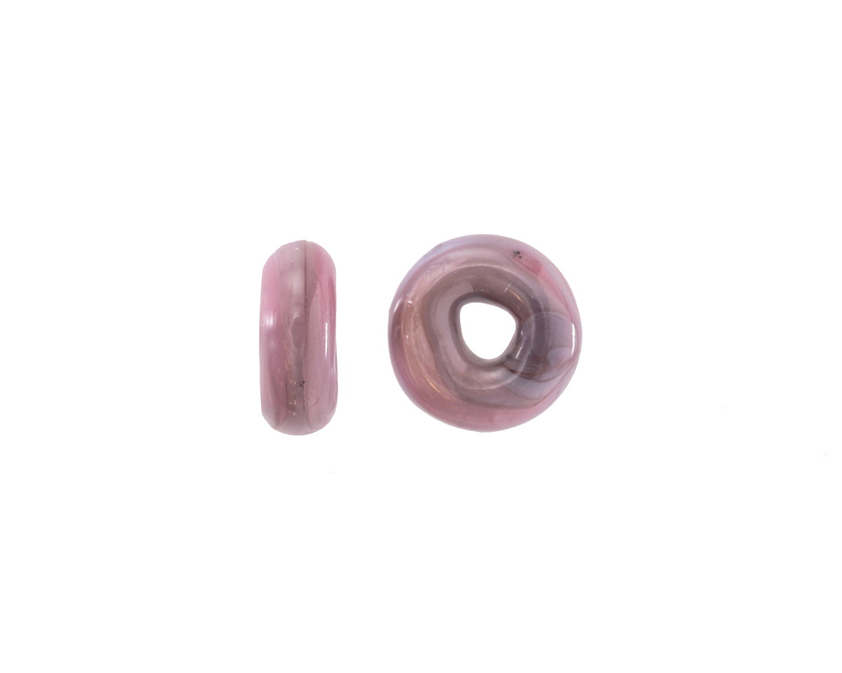 Unicorne Beads Glass Marbled Lavender Donut 4-6x9-11mm