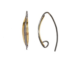 Nina Designs Sterling Silver Black Finish Earring Hook w/ Bronze Long Almond Shape 12x23mm