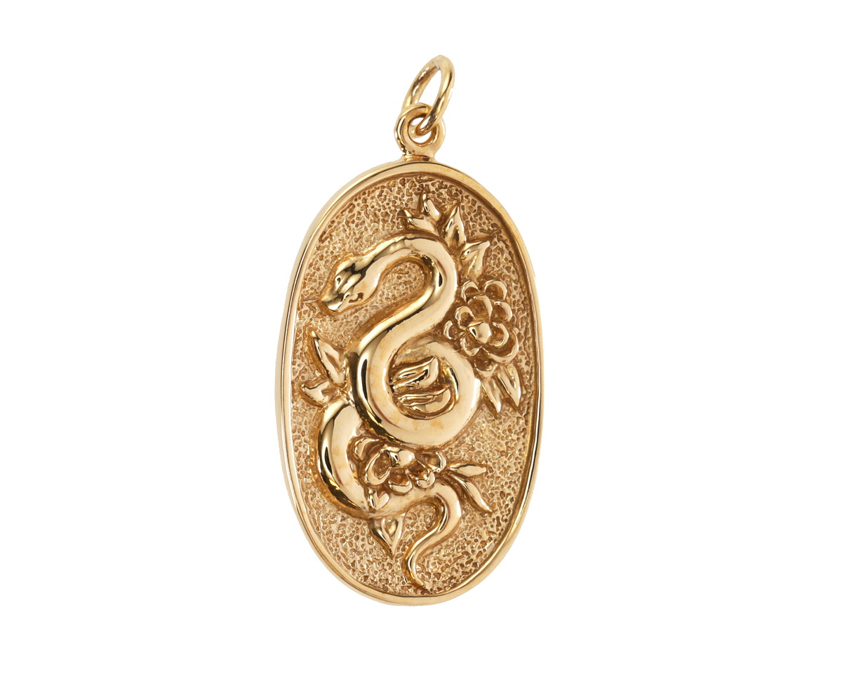 Nina Designs Bronze Flower and Snake Pendant 15x30mm