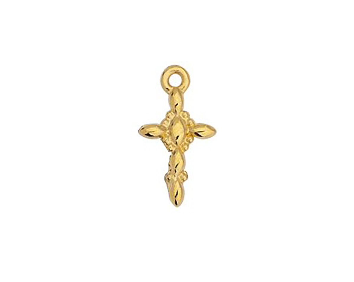 TierraCast 24K Gold (plated) Decorative Cross Charm 10x18mm