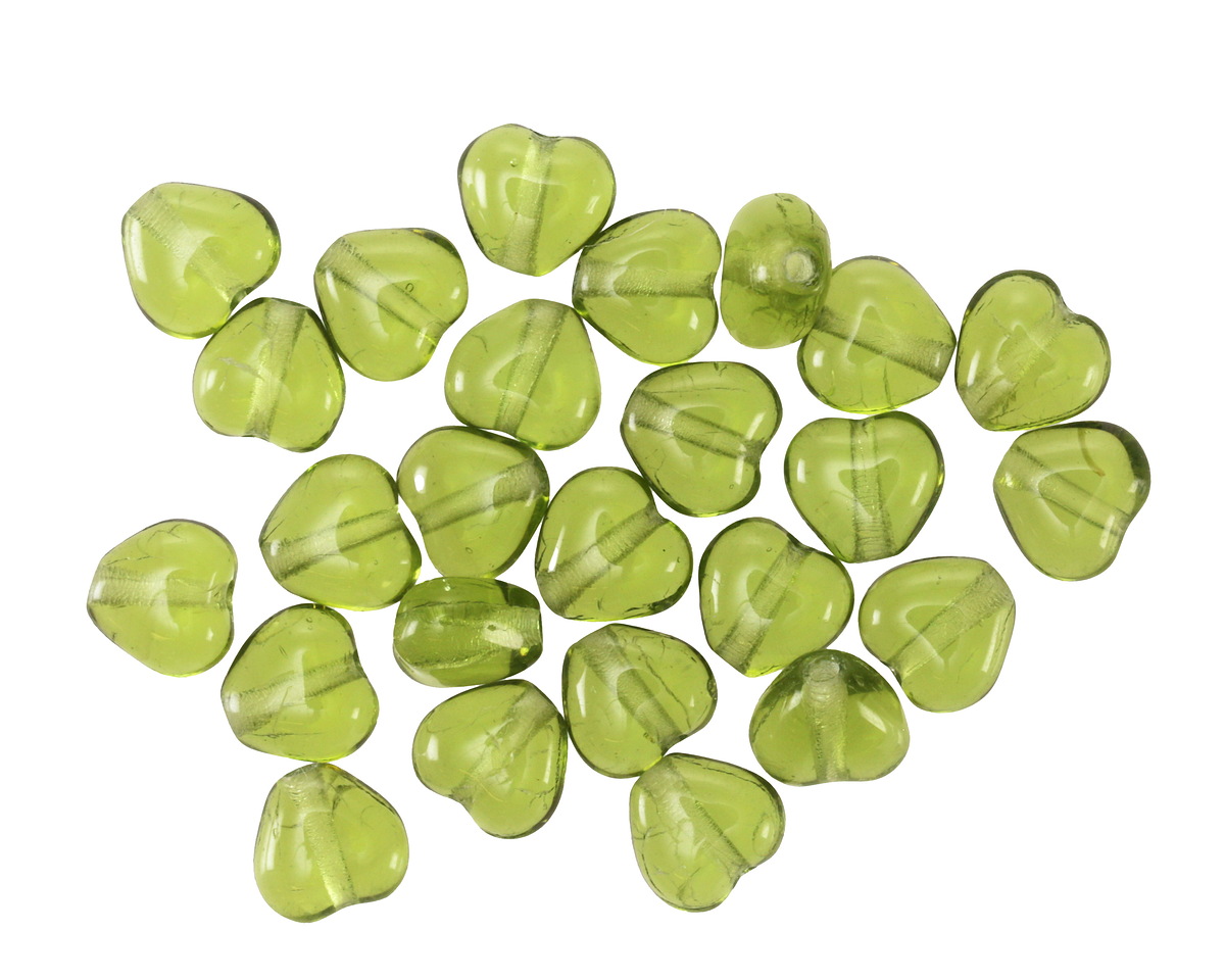 Czech Glass Olivine Small Heart 6mm