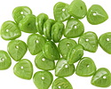 Czech Glass Green Apple Heart Shaped Leaf Drop 9mm