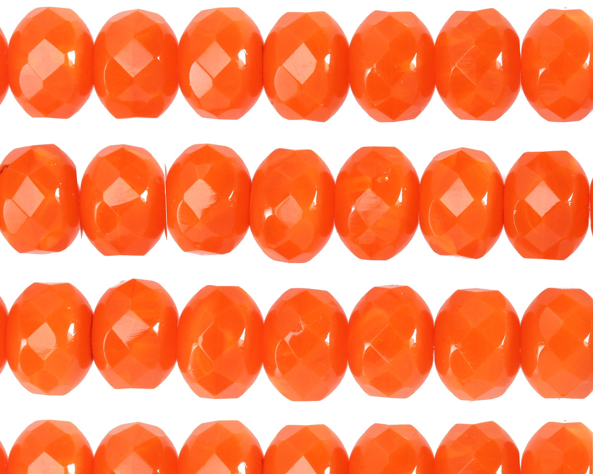 Czech Glass Tangerine Opaline Fire Polished Rondelle 6x9mm