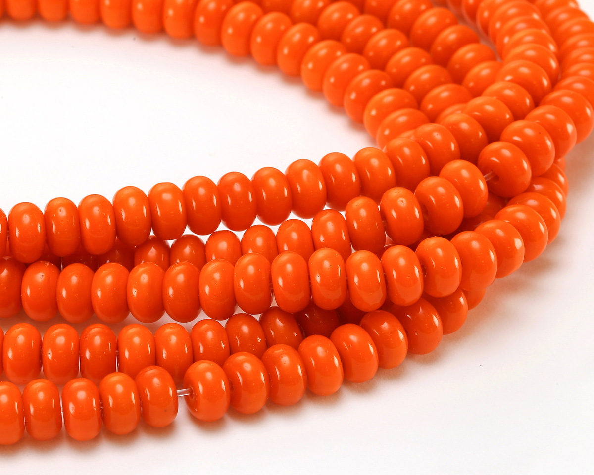 Orange Glass Rondelle 5x8mm