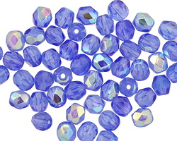 Czech Glass Sapphire AB Fire Polished Round 4mm