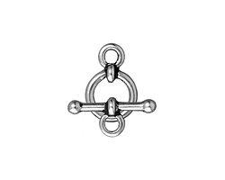 TierraCast Antique Silver (plated) 3/8" Anna Toggle Clasp 10x13mm, 16mm bar