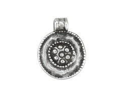 Mykonos Antique Silver (plated) Ancient Floral Medallion Pendant 19x25mm