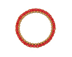 Pepper Red Miyuki Delicas Woven on Gold (plated) Stainless Steel Ring 23mm