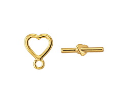Gold (plated) Heart Toggle Clasp 10.5x13mm, 15mm bar