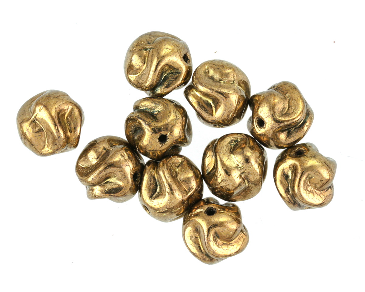 Czech Glass Gold Twisted Round 8mm