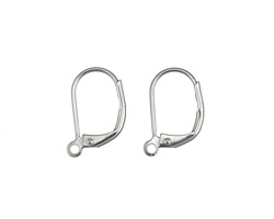Stainless Steel Leverback Earring w/ Open Loop 11x15mm (50 pieces)
