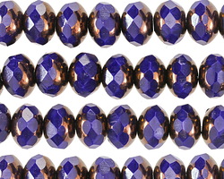 Czech Glass Bronzed Indigo Fire Polished Rondelle 6x9mm