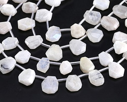 Moonstone Faceted Teardrop Nugget 12-15x16mm