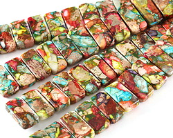 Mardi Gras (Mixed Impression) Jasper 2-Hole Rectangle 10x20mm