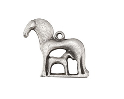 Mykonos Antique Silver (plated) Mare & Foal Charm 22x20mm